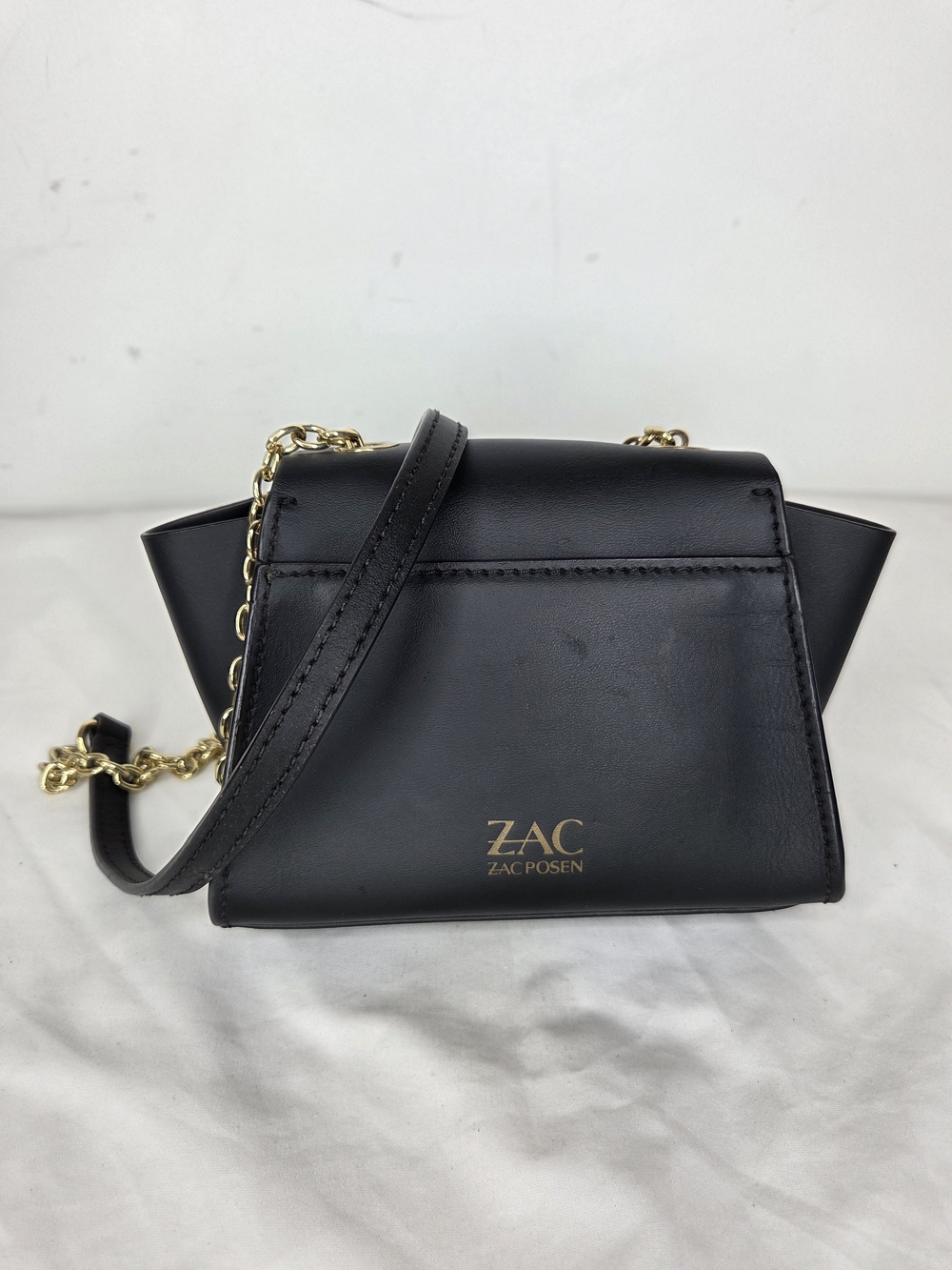 Zac Zac Posen Mini Eartha Black Leather Crossbody Bag with Gold Hardware - Picture 3 of 16